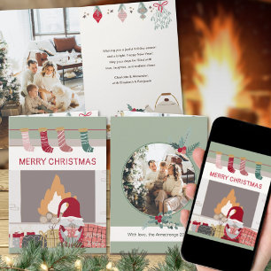 Cartes Pour Fêtes Annuelles Sage Gnome Nordique Cheminée Hygge Noël