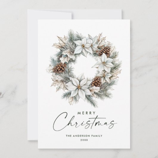 Cartes Pour Fêtes Annuelles Sage Green Boho Pine Cônes Christmas Wreath (Devant)