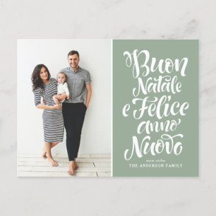 Cartes Pour Fêtes Annuelles Sage Green Buon Natale Calligraphie