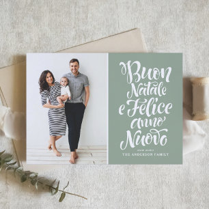 Cartes Pour Fêtes Annuelles Sage Green Buon Natale Calligraphie