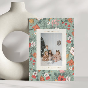 Cartes Pour Fêtes Annuelles Sage Green Chic Botanique Personnalisé Photo verti