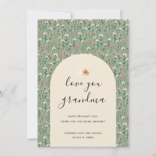 Cartes Pour Fêtes Annuelles Sage Green Elegant Floral Love You Grandma Card