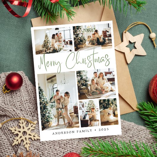 Cartes Pour Fêtes Annuelles Sage Green Joyeux Noël Calligraphie