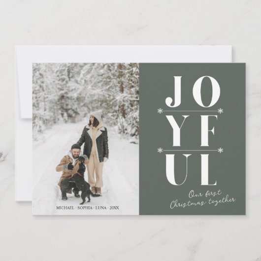 Cartes Pour Fêtes Annuelles Sage Green Joyeux Premier Noël moderne Couple (Devant)