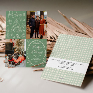 Cartes Pour Fêtes Annuelles Sage Green Main Drake Chalk Joyeux Vacances 2 Phot
