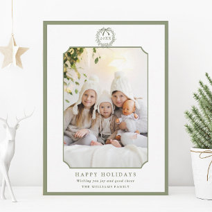 Cartes Pour Fêtes Annuelles Sage Green Minimal Joyeux Vacances Photo
