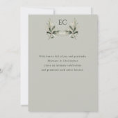 Cartes Pour Fêtes Annuelles Sage Green Olive Branch Monogram Just Married (Dos)