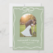 Cartes Pour Fêtes Annuelles Sage Green Rustic Marié & Joyeux 4 Mariage photo (Devant)