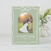 Cartes Pour Fêtes Annuelles Sage Green Rustic Marié & Joyeux 4 Mariage photo (Debout devant)