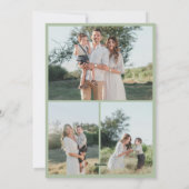 Cartes Pour Fêtes Annuelles Sage Green Rustique Bow Noël 4 Photo Famille (Dos)