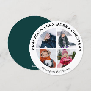 Cartes Pour Fêtes Annuelles Sage Green Script moderne 4 Photo Minimaliste Cerc