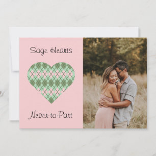 Cartes Pour Fêtes Annuelles Sage Hearts Sage et Argyle rose (rose)