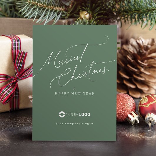 Cartes Pour Fêtes Annuelles Sage Minimal Script Merriest Christmas Company