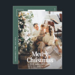 Cartes Pour Fêtes Annuelles Sage vert moderne aquarelle typographie botanique<br><div class="desc">Photo moderne à fond saigné élégant rustique aquarelle séchée botanique floral teintes muettes carte de Noël. Sage vert,  chasseur vert,  noir,  blanc et marron moderne sur mode colorway.</div>