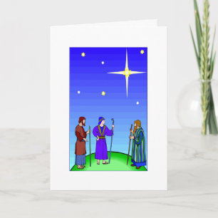 Cartes Pour Fêtes Annuelles Sages cherchent toujours Lui Religieux Noël Trois