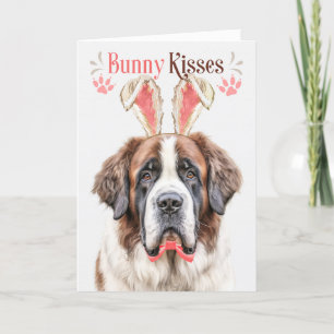 Cartes Pour Fêtes Annuelles Saint Bernard Chien à Bunny Oreilles pour Pâques