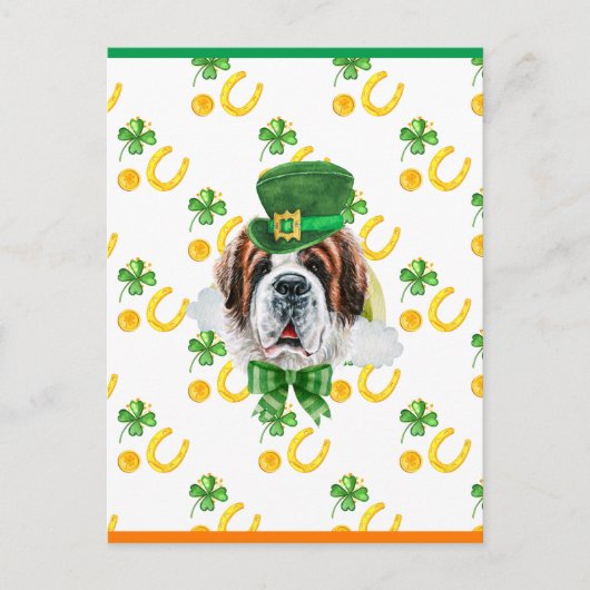 Cartes Pour Fêtes Annuelles Saint Bernard Shamrock Saint-Patricks (Devant)