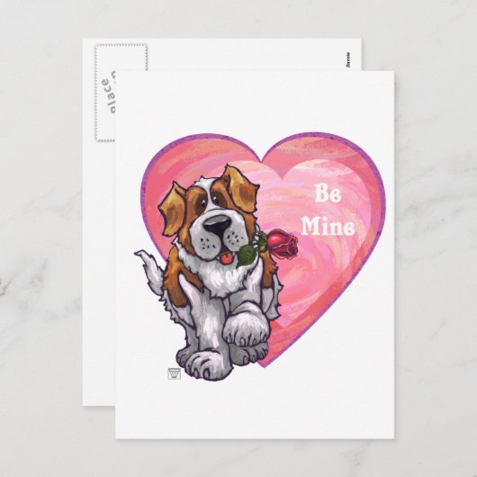 Cartes Pour Fêtes Annuelles Saint-Bernard Valentin (Devant / Derrière)