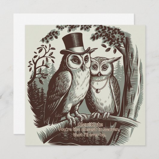 Cartes Pour Fêtes Annuelles Saint-Chouette Saint-Valentin (Devant / Derrière)