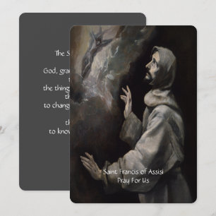 Cartes Pour Fêtes Annuelles Saint François d'Assise Prière de Sérénité