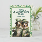 Cartes Pour Fêtes Annuelles Saint Patrick Cheerful Irish Paws Duo Chig (Debout devant)