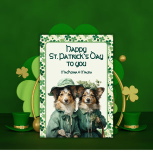 Cartes Pour Fêtes Annuelles Saint Patrick Lucky Irish Paws Duo Dog
