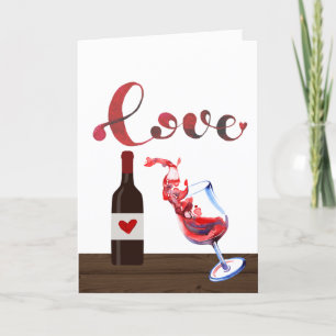 Cartes Pour Fêtes Annuelles Saint-Valentin : Amour amusant Verre et bouteille