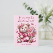Cartes Pour Fêtes Annuelles Saint Valentin Amour Rose Ours (Debout devant)