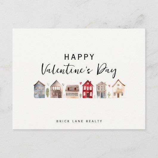 Cartes Pour Fêtes Annuelles Saint Valentin Aquarelle Maisons Promotion Immo (Devant)
