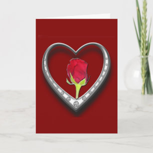 Cartes Pour Fêtes Annuelles Saint Valentin Argent Charm Frame Heart - Red Rose