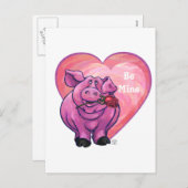 Cartes Pour Fêtes Annuelles Saint Valentin au cochon (Devant / Derrière)