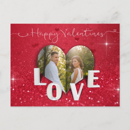 Cartes Pour Fêtes Annuelles Saint Valentin au coeur Photo Parties scintillant (Devant)