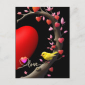 Cartes Pour Fêtes Annuelles Saint Valentin avec oiseau canari (Devant)