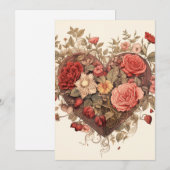 Cartes Pour Fêtes Annuelles Saint-Valentin Botanique de Style Rétro (Devant / Derrière)