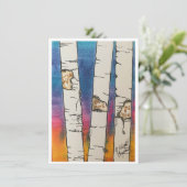 Cartes Pour Fêtes Annuelles Saint-Valentin, bouleaux à l'aquarelle (Debout devant)