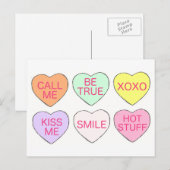 Cartes Pour Fêtes Annuelles Saint Valentin Candy Sweet Conversation Coeurs (Devant / Derrière)