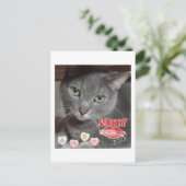 Cartes Pour Fêtes Annuelles Saint Valentin Chat bleu russe gris (Debout devant)
