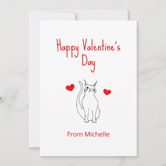 Cartes Pour Fêtes Annuelles Saint-Valentin Chat Mignon Clin d'œil Cœurs (Devant)