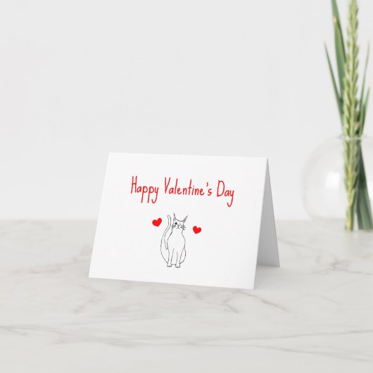 Cartes Pour Fêtes Annuelles Saint-Valentin Chat Mignon Cœurs Rouges (Devant)