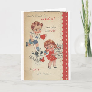 Cartes Pour Fêtes Annuelles Saint-Valentin Chats et Chiens Rétro
