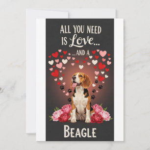 Cartes Pour Fêtes Annuelles Saint-Valentin Chien adorable beagle Photo Câlin 