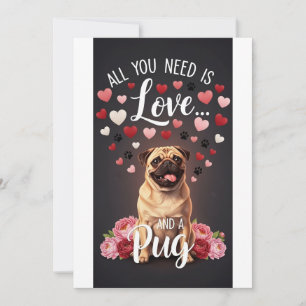 Cartes Pour Fêtes Annuelles Saint-Valentin Chiot carlin mignon Photo Câlin