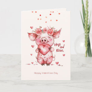 Cartes Pour Fêtes Annuelles Saint-Valentin Cochons & Bisous Cochon Drôle
