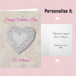Cartes Pour Fêtes Annuelles Saint-Valentin cœur et fleurs en dentelle vintage