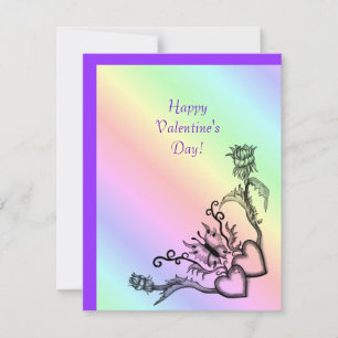 Cartes Pour Fêtes Annuelles Saint Valentin - coeur et papillon sur arc-en-ciel