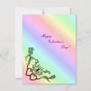 Cartes Pour Fêtes Annuelles Saint Valentin - coeur et papillon sur arc-en-ciel