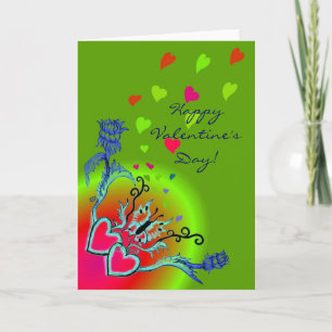 Cartes Pour Fêtes Annuelles Saint Valentin - coeur et papillon sur arc-en-ciel