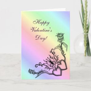 Cartes Pour Fêtes Annuelles Saint Valentin - coeur et papillon sur arc-en-ciel
