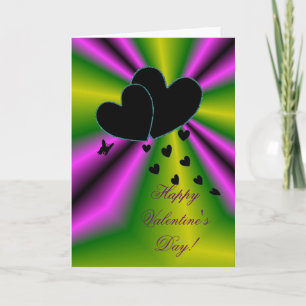 Cartes Pour Fêtes Annuelles Saint-Valentin - Coeur noir sur arc-en-ciel