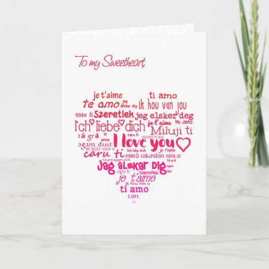 Cartes Pour Fêtes Annuelles Saint-Valentin coeur Word-Cloud amour (Devant)